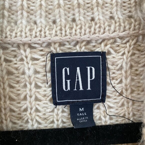 GAP Cotton Spacedye Mock Neck Chunky Sweater Neutral Beige - Picture 4 of 7